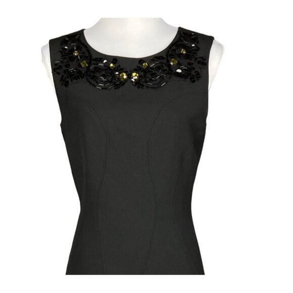 Diane Von Furstenberg Sleeveless Black Embellished Sheath Dress Size 8 - Picture 3 of 10
